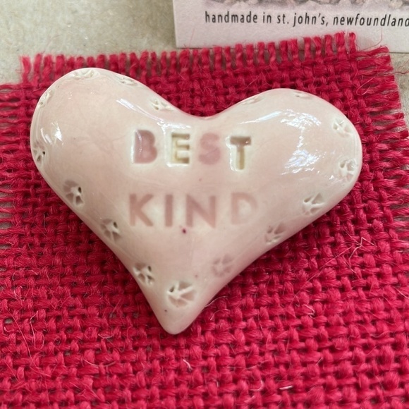 Pink Best Kind Ceramic Stone Handmade Heart Pin - Picture 2 of 9